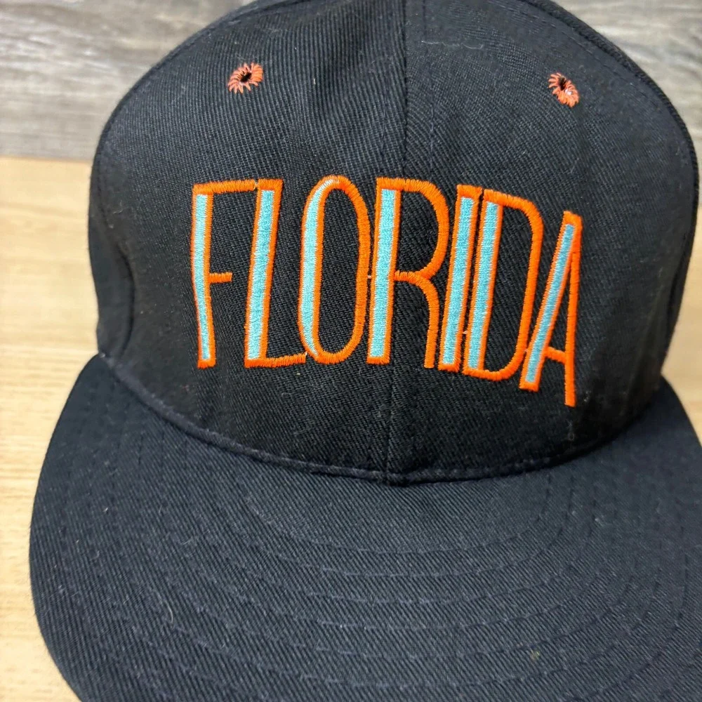 Vintage Florida Marlins Hat Cap Fitted 7 1/4 Black‎ Wool Pro Model USA Made